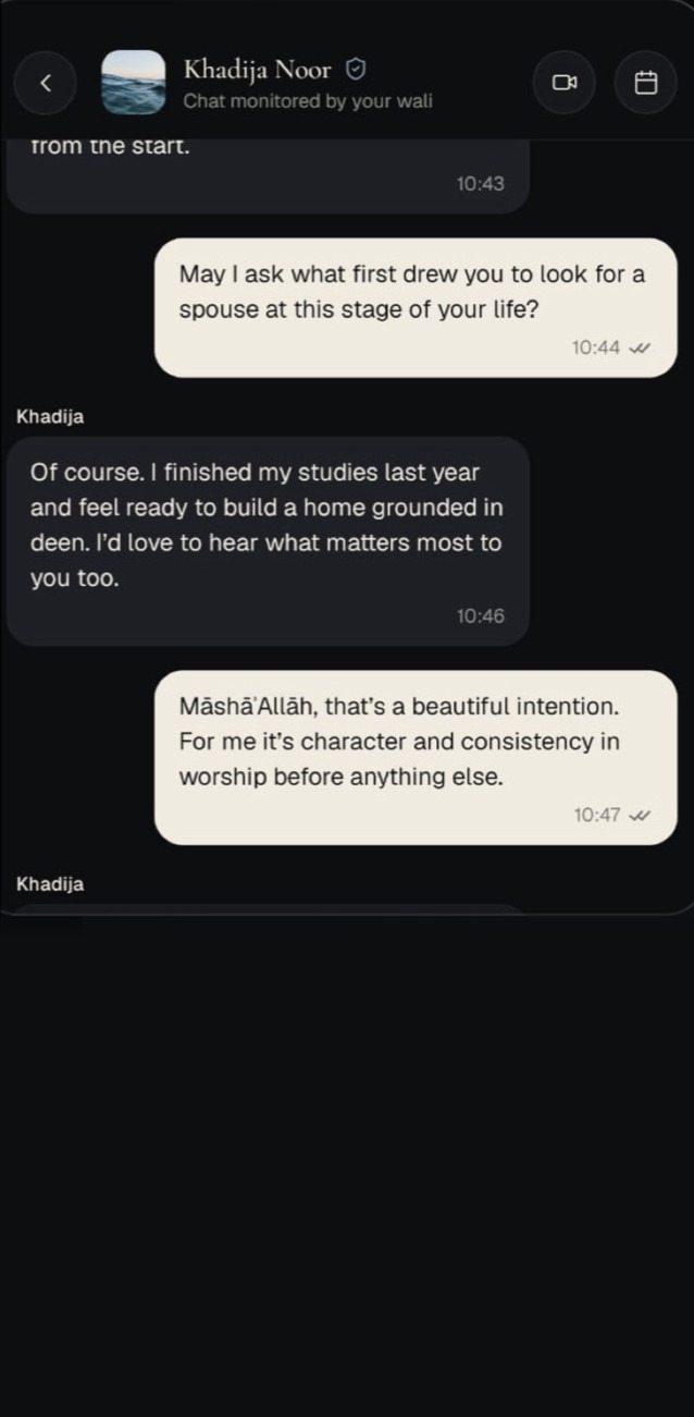 A Qurrat Ain chat monitored by the wali